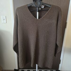 Womens Plus 20W Brown V-Neck Sweater